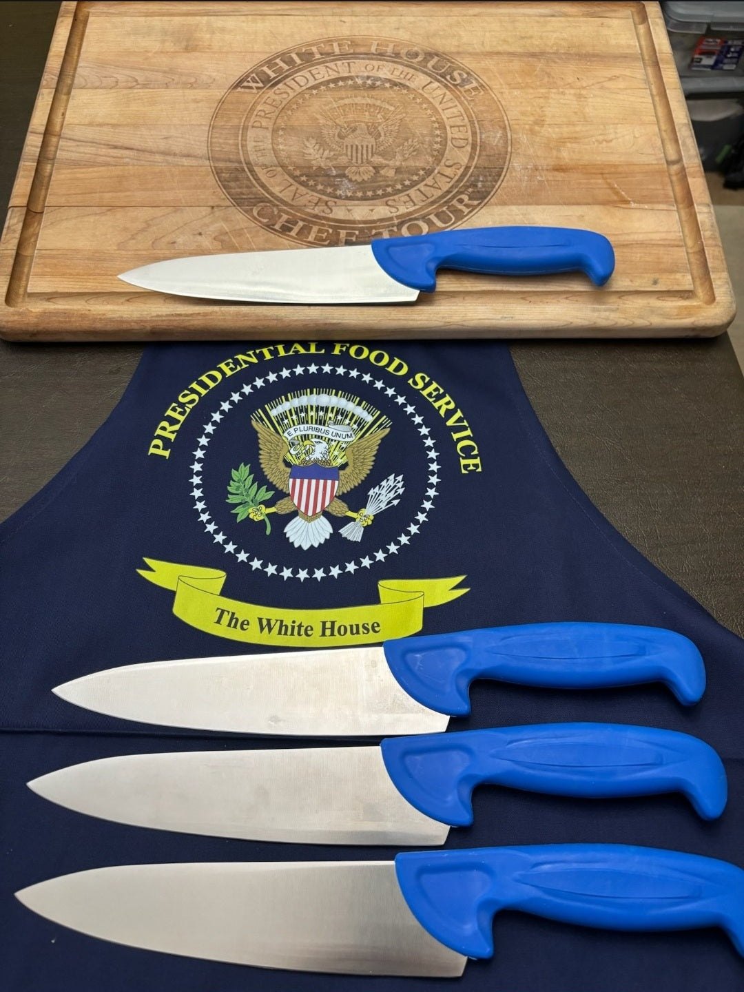 Chef's Grip knives with Presidential Food Service display